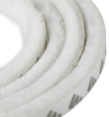 UOOOM 5m winddicht Staubdicht Tür Fenster Dichtungsband selbstklebend Bürstenleiste 9 x 15 mm - für Lücken 7,5-13 mm (5 Meter, Weiß)