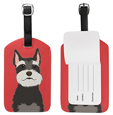 ALAZA Mops-Hund Kofferanhänger mit PU-Leder-Tasche Tag Travel Koffer ID Identifier-Gepäck-Aufkleber