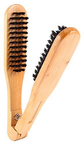 Haarbürste, Professionelle Haarglätter Salon Friseur Kamm, Doppel Pinsel Haarglättung Kamm - Holz, Antistatische