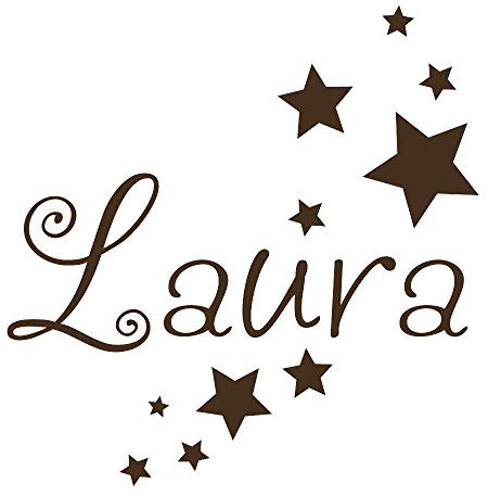 timalo® Wandtattoo mit Namen und Sternen für Kinder – personalisierbar für Jungen und Mädchen | 73077-dunkelbraun-58cm-30sterne