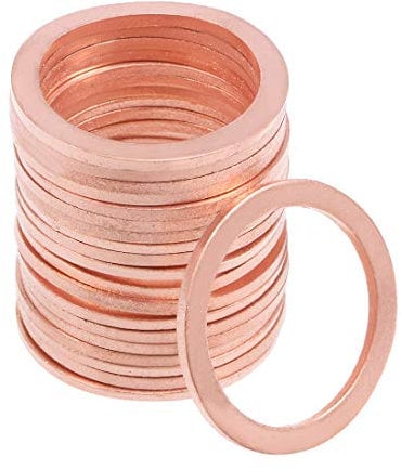 sourcing map 20pcs Joint Cuivre 22mm x 28mm x 1.5mm Rondelle plate pour boulon à vis