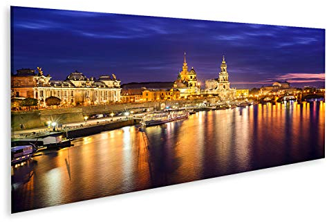 Bild Bilder auf Leinwand Dresden Deutschland innerstädtische Skyline an der Elbe Wandbild Poster Leinwandbild SVM