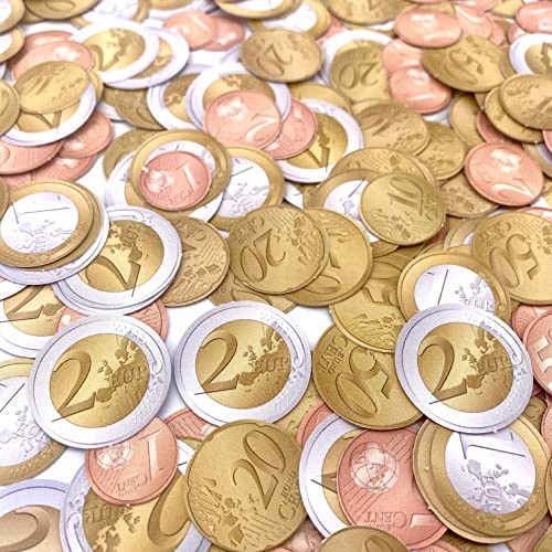 Carpeta Spielgeld - 320 Euro-Münzen in 1, 2, 5, 10, 20, 50 Eurocent + 1 und 2 Euro | € Coins Rechnen Lernen Kaufmannsladen Spielen Deko