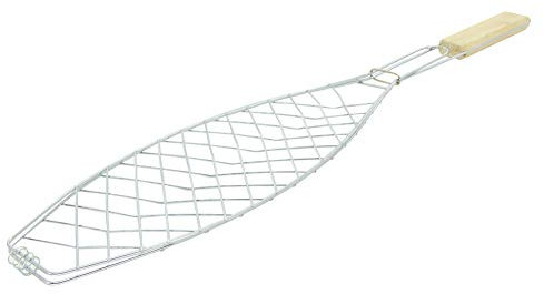 Utoolmrt Brand New Grilled Fish Nets Clip Barbecue Grill Shot Subnet Network Folder Fish Meat Fish Clip Barbecue Tools Single Fish Barbecue Clip with Wooden Handle