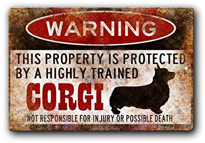 Warning Corgi Blechschild Retro Blech Metall Schilder Poster Deko Vintage Kunst Türschilder Schild Warnung Hof Garten Cafe Toilette Club Geschenk