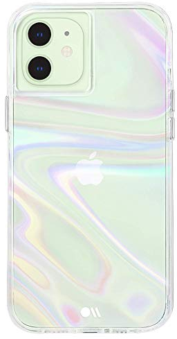 case-mate Soap Bubble Case Apple iPhone 12 mini (5,4 Zoll) Hülle [MagSafe und Wireless Charging (Qi) kompatibel, Seifenblasen-Look, Antimikrobiell, 3 Meter Fallschutz] - transparent/schillernd