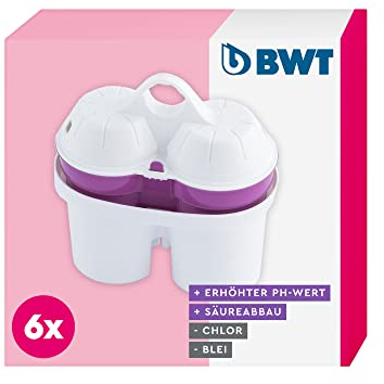 BWT cartucce filtro alcaline – 6 pezzi | Filtro per caraffa filtrante acqua | Purificatore domestico | Compatibile con caraffa filtrante BWT | gusto migliore | water filter intelligente