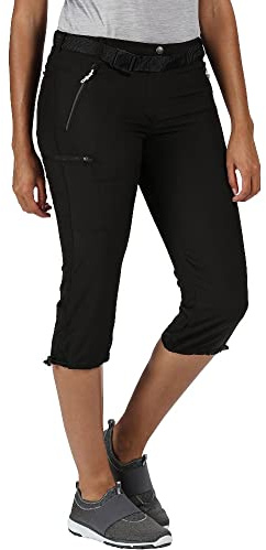 Xert Leichte, schnelltrocknende und Wasserabweisende Stretch-Caprihose mit Reißverschlusstaschen, Black 48 EU