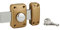 THIRARD - Verrou à bouton Apache pour porte de garage, cylindre 40mm, pêne 160mm, acier, 3 clés, époxy or