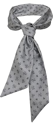Remo Sartori - Seidentuch Damen Krawatte Bandeau Schal für Hals, Taschen und Handgelenk, Grau Blumen, Einheitsgröße