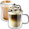 KAMEUN Latte Macchiato Gläser Doppelwandige, 2er Set 350ml Kaffeetassen Glas aus Borosilikatglas, Thermogläser mit Henkel für Cappuccino, Tee, EIS, Milch