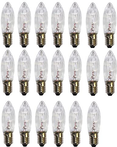 ShuoHui E10 Ersatzbirne Glühbirnen Lichter-bogen 34V AC 3W Riffelkerze Spitzkerze Warmweiß (20)
