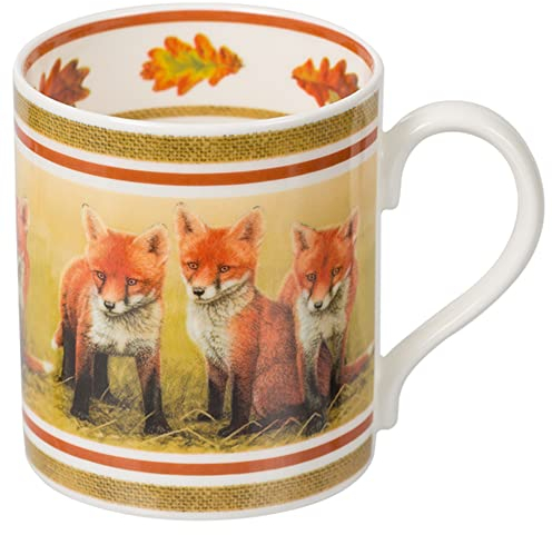 Robert E FuLLER Hand Decorated Fine Bone China Mugs Inspired by British Wildlife | Animal Mugs Dishwasher & Microwave Safe - 400 ml (Mug | Fox)