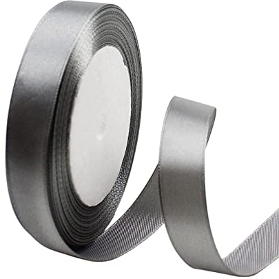 Satinband Grau 10mm, 23 Meters Dekoration Präsent Geschenkband Breit Schleifenband, Stoffband für Kleid Hochzeit, Taufe und Geburtstag Geschenke,Satin Dekoband, Deko Band Geschenkverpackung