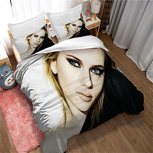 LISaINmAy Scarlett Johansson Rotierendes Bettbezug- Und Kissenbezug-Bettwäsche-Set Für Kinder, Hypoallergen Und Milbenabweisend (Einzel (135x200cm),Bild 06)