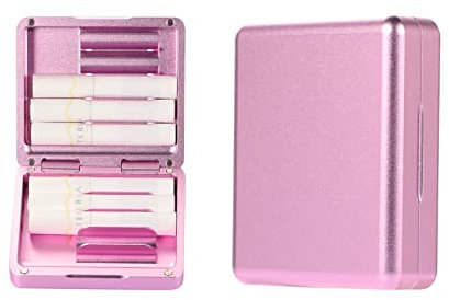 Mekeran Scatola portaoggetti in lega di alluminio per iQOS Heets/sigarette, custodia protettiva rigida con 10 calici, per la vita quotidiana e i viaggi (rosa)