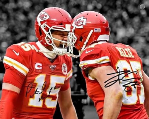 Ikonic Fotohaus Patrick Mahomes Travis Kelce signiertes Foto Autogramm Druck Wandkunst Heimdekoration