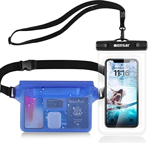 wonsar wasserdichte Tasche, wasserdichte handyhülle Unterwasser, wasserdichter Beutel, wasserfeste Tasche Bauchtasche wasserdicht für Wassersport, Strand, Schwimmen, Bootsfahrten usw