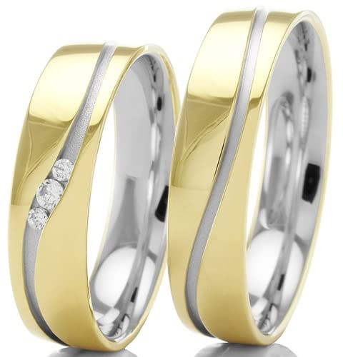 Eheringe 333/- Weißgold Gelbgold 66-46050-060