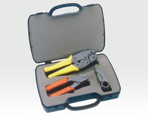 Crimp-Werkzeugset für Koaxstecker 3 teilig im Servicekoffer/Kabelschneider, Abisolierw.,Crimpzange