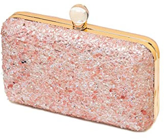 CORIOS Bolsa de Noche para Mujer Diamantes de Imitación Clutch Bolsos Bandolera con Cadena Bolso de Fiesta Elegante Bolso de Hombro para Fiesta de Graduación Boda Banquete Rosa