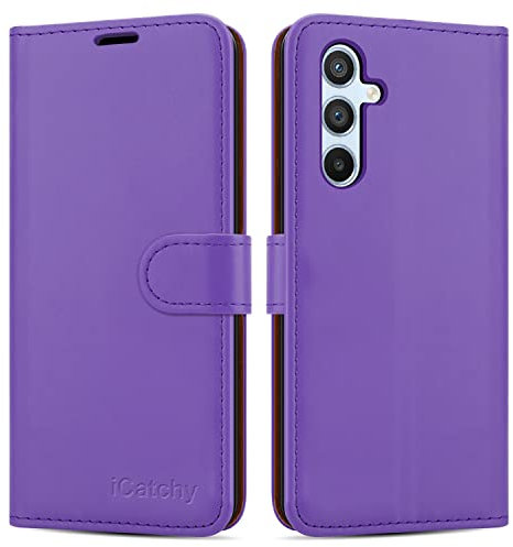 iCatchy per Samsung Galaxy A54 5G Custodia a portafoglio in pelle con supporto in TPU, porta carte e cavalletto per Samsung A54 5G Phone (Lilla)