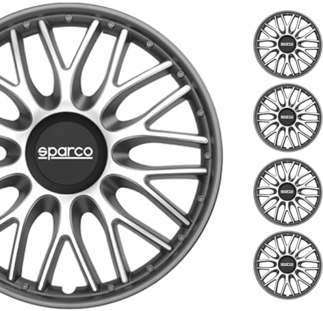 Radkappen Radzierblenden Sparco Roma 14 Zoll Auto Abdeckung Set Silber Grau 4X