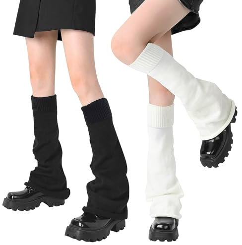 SHEPIN 2 Paar Stulpen Damen Lolita Leg Warmers Kurze Knopf Beinwärmer Winter Beinstulpen Stricken Legwarmers Stiefel Boot Abdeckung für Studenten Mädchen