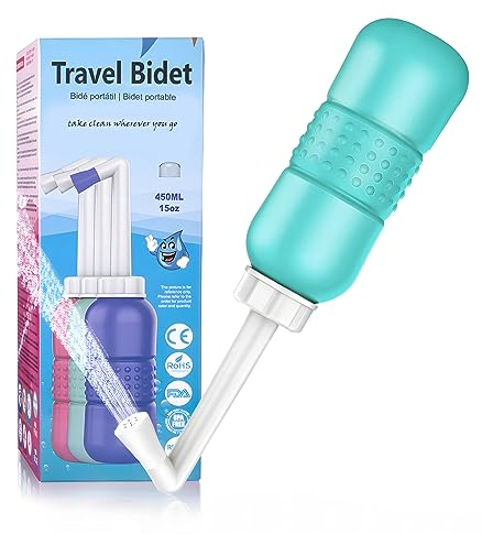 TheGreen Douche post-partum - Bidet portable - 450 ml - Double buse facile à utiliser et à nettoyer - Bidet portable pour l'hygiène personnelle, les voyages et les soins post-partum - Radio de salle