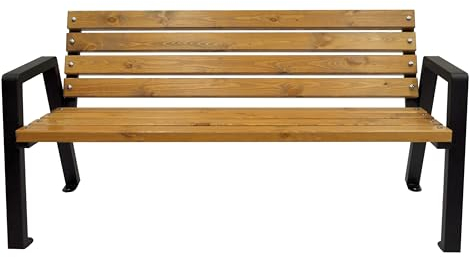 Primario Grande Gartenbank Wetterfest Holz 150cm - Holzbank Outdoor Pulverbeschichtet - Parkbank aus Skandinavische Fichte - Geschliffene Bretter - Bank mit Solider Rahmen (Moderno, Eiche)