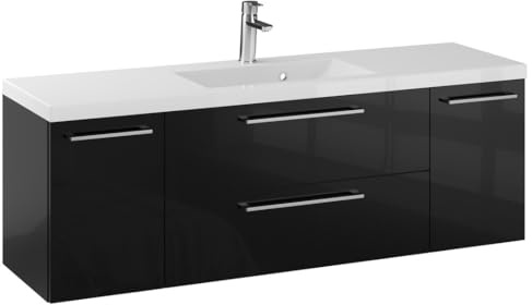 Furni Rosen 140 cm Badezimmerschrank mit Waschbecken und Chromgriffen - Elegantes und Modernes Design