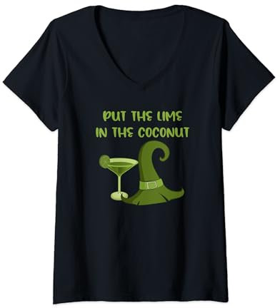 Pon la lima en el coco divertida bruja descarada Camiseta Cuello V