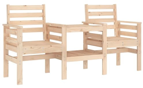 vidaXL Gartenbank mit Tisch 2-Sitzer Massivholz Kiefer