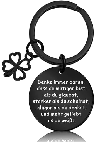 Otuuz Glücksbringer Schlüsselanhänger Motivationsgeschenke Mutmacher Geschenk Schlüsselanhänger Aufmunterung Geschenke für Freundin Freund Kollegen Kollegin zum Geburtstag (Schwarz)