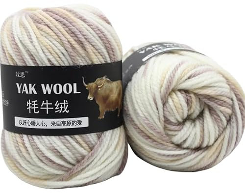 Yak-Wolle, 100 g, 3 Stück, fortschrittliche Wolle, weiche Wärme, hautfreundlich, natürlich, für Handstricken, Schals, Pullover, Mützen, Mäntel, Taschen, Socken (32)
