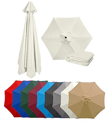 GOYUXV Toile De Rechange pour Parasol 2m/2.7m/3m, Protection UV 30+ pour Parasol De Jardin, pour Jardin, Plage Auvent De Rechange pour Parasol(Color:White,Size:(8Rib) 3m/118in)
