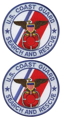 Set mit 2 – Search and Rescue SAR US Coast Guard – Bügeln/Heißsiegelrückseite – bestickter Aufnäher/Abzeichen/Emblem