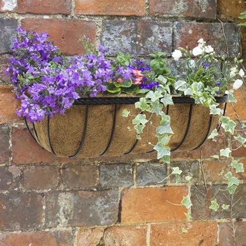 Garden Mile Garden Wall Mounted Flower Trough 30'' Plant Holder Outdoor Plant Pot Planter with Wall Mount Flower Pot Basket Integral Coco Liner for Easy Planting