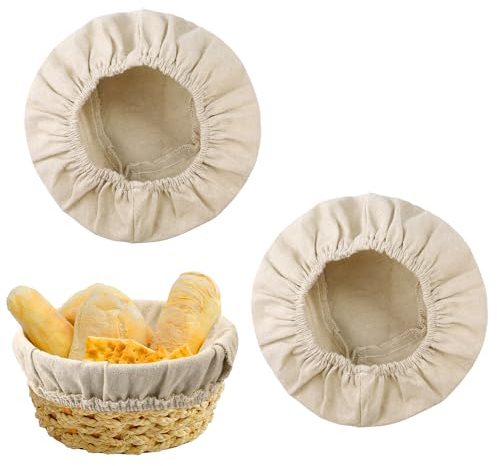 2pcs Round Bread Proofing Basket Cloth Liners, 10 Inch Sourdough Bread Proofing Bowl Liners Linen Baking Basket Liner Cover Dough Proofing Cloth for Bread Baking Home Bakery Supplies