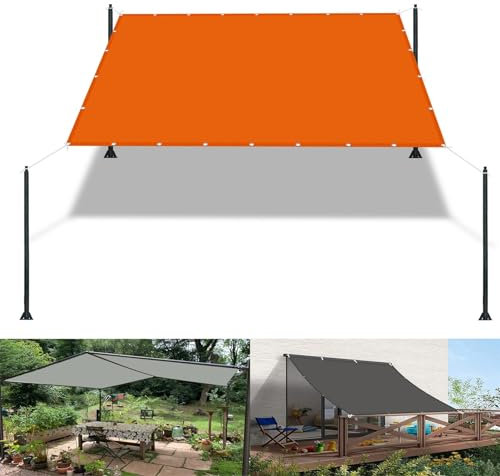 Voile d'ombrage carré Imperméable 1.7 x 2 m UV Protection avec Oeillets Tissu Polyester Multi Couleur et Taille Toile Imperméable pour Piscine Voitures Camping Patio, Orange