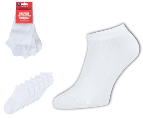 Mela Water Sneakersocken Bio-Baumwolle 6er  Pack - Sneakersocken (35-38, 39-42, 43-46) - Herren & Damen - Nachhaltig & nahtlos - Socken in Weiß Schwarz Grau - Fairtrade, GOTS zertifiziert