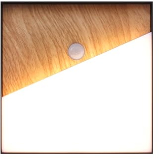 LED Akku Außenwandleuchte MEG,moderne Außenleuchte mit Bewegungsmelder in Schwarz &Holzoptik,eckige Akku Wandleuchte,wetterfeste Wandlampe,dimmbare&aufladbare Außenlampe,inkl.USB Kabel,USB C-Anschluss