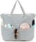 Strandtasche für Damen, große Sporttasche, Tragetasche mit Nassfach für Wochenendreisen, wasserdicht, blau/weiß, X-Large