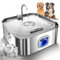 Fuente de Agua Grande para Perros y Mascotas - Acero Inoxidable, 400 oz/3.2Gal/12L - Dispensador Con Ventana de Nivel