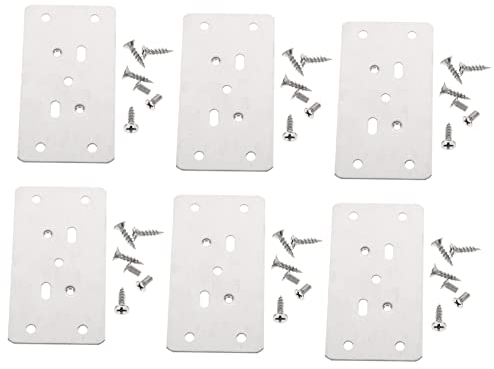 6pcs Hinge Repair Plate Stainless Steel Cabinet Tools for Wood Stainless Steel Hinges Furniture Mending Plates Door Hinge Filler Plate Door Hole Cover Plate Door Plate Silver Hinge