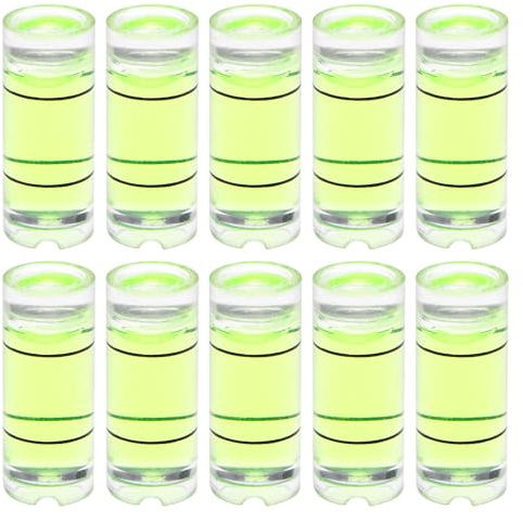 QUARKZMAN 10pcs Zylindrische Libelle 8x20mm Mini Wasserwaage für Nivellierung Kamera Stativ Teleskop Werkstatt Drehteller Bilder Rahmen, Grün.