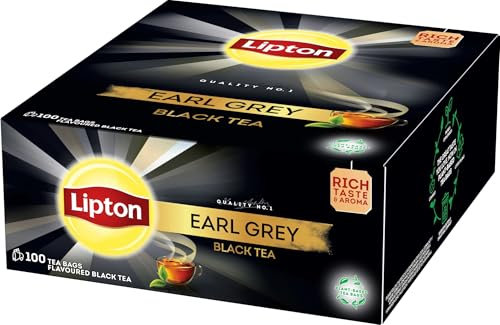Lipton Tee, Schwarzer Tee, Earl Grey, Reich an Geschmack und Aroma, Rainforest-Alliance zertifiziert, pflanzenbasierte Teebeutel, 1er Pack, 100 Teebeutel