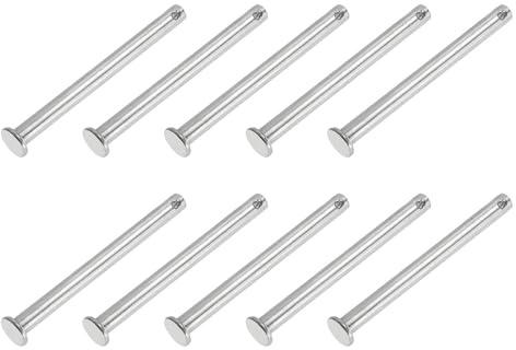 PATIKIL 6x70 mm Pasadores de Horquilla de un Solo Orificio, 10 Piezas de Pasadores de Cabeza Plana de Acero Inoxidable 304 para Sistemas de Bloqueo de Pasador de Enganche, Plateado