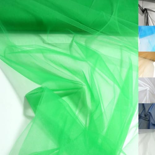 TOLKO Tüll feiner Netzstoff | Uni Tüllstoff als Deko-Stoff zum Nähen, Dekorieren und Basteln | Durchsichtig Hauch Zart | 300cm breit Meterware für Vorhang Kleid Hochzeit Party Deko (Smaragd)