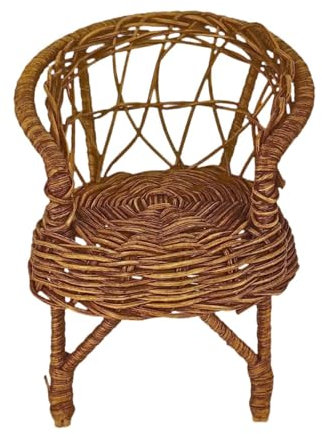 FLCPJGV 1/12 Puppenhaus Rattan Stuhl Miniatur Modell Puppenhaus Spielset Wicker Stuhl Mini